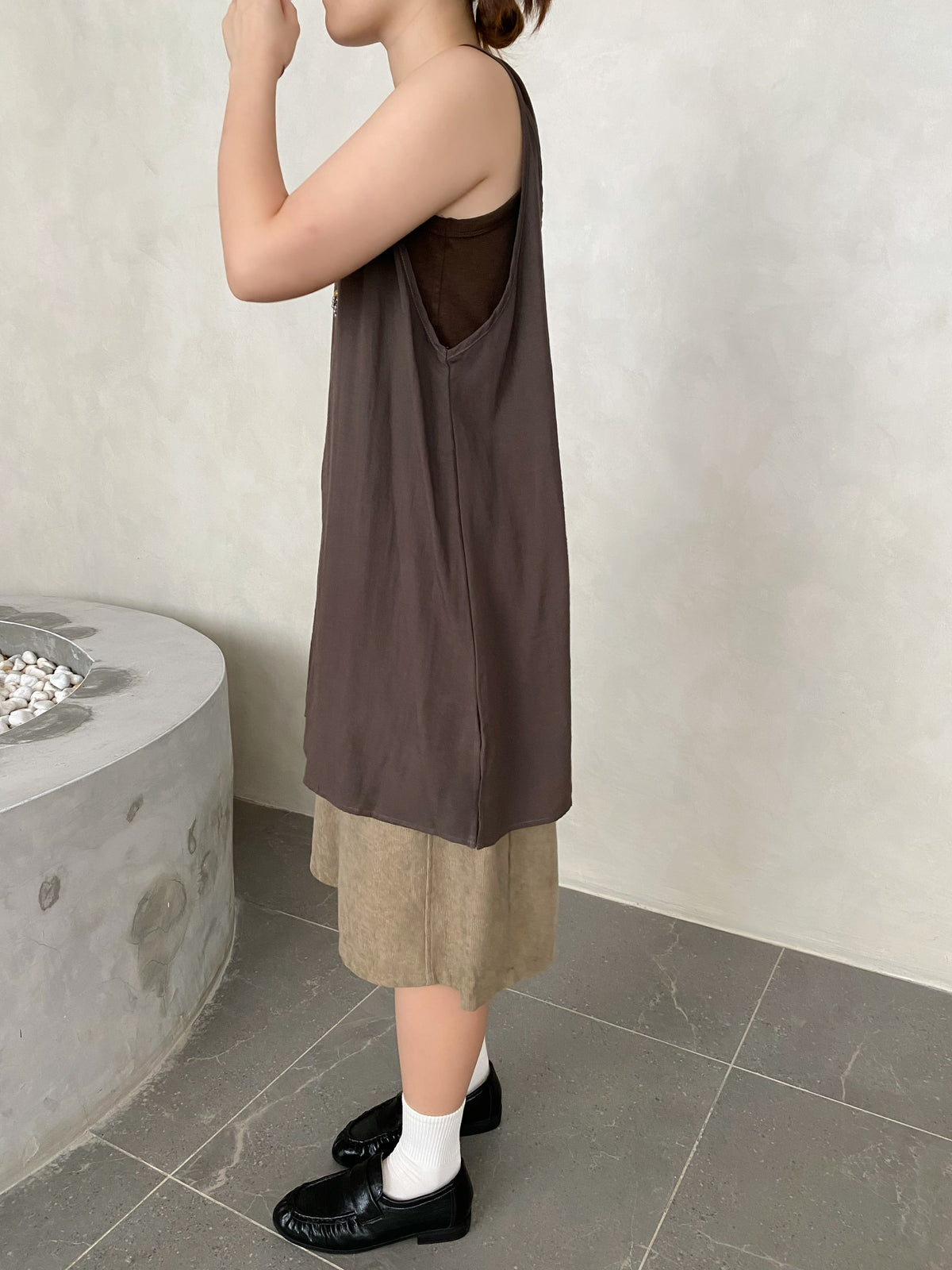 MIMI SINGLET SET (2 IN 1) IN BROWN