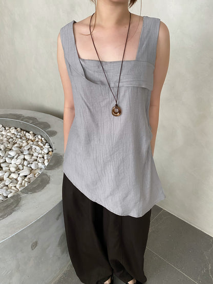 DAISY SINGLET TOP IN GREY/BROWN