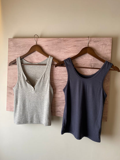 DOUBLE SINGLET TOP IN DARKBLUE/LIGHTBLUE