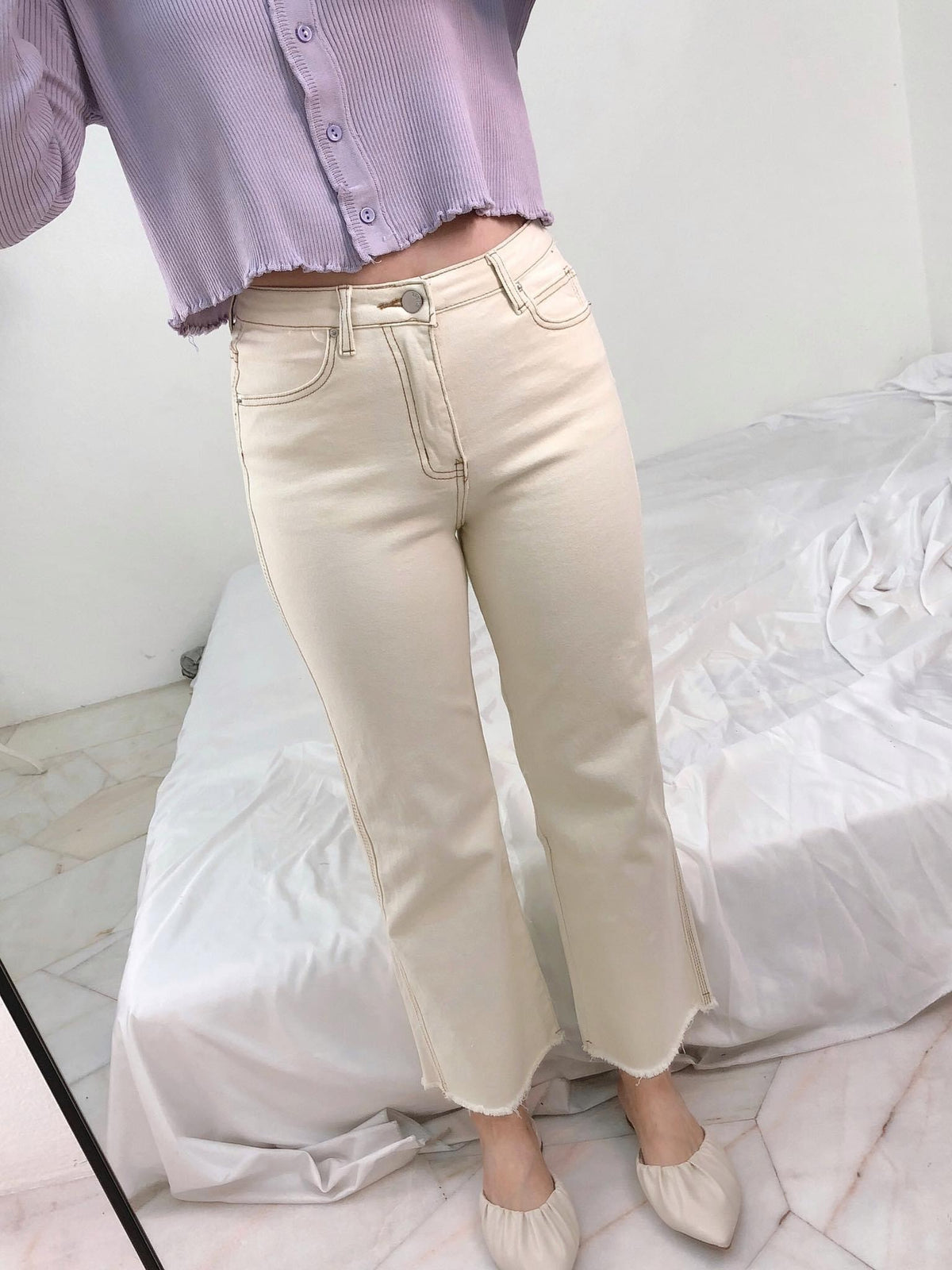 BEIGE JEANS TROUSERS