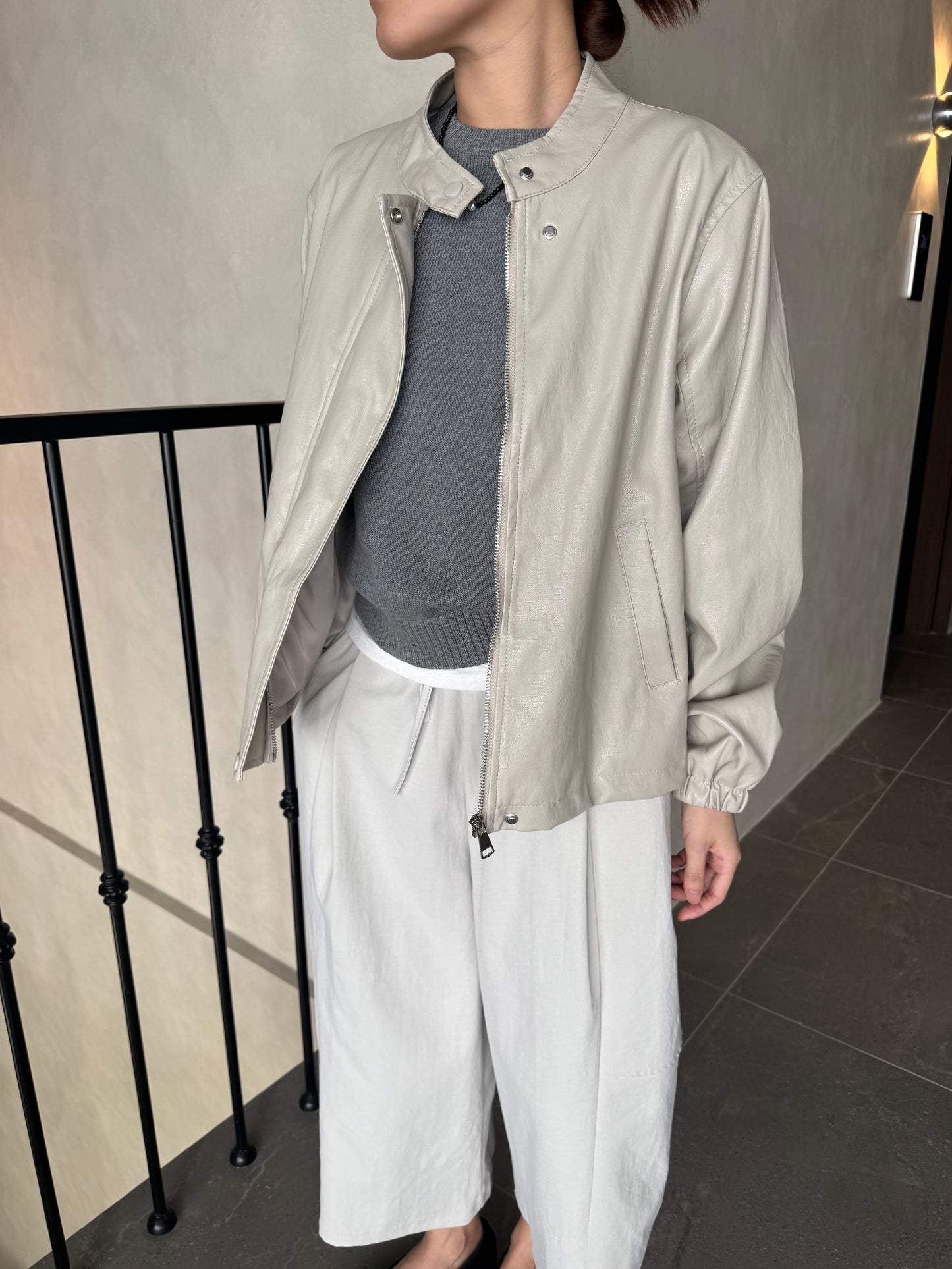 CELIA LEATHER JACKET IN CREAM