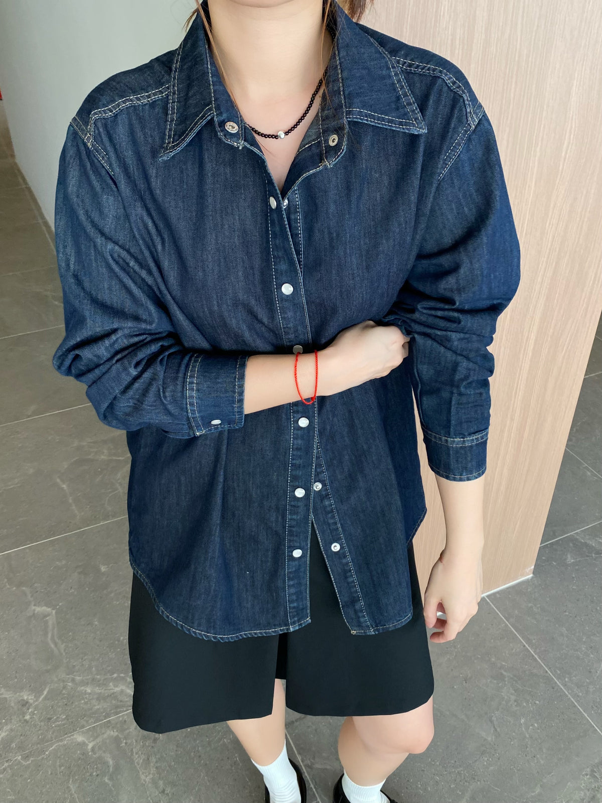 DENIM BLOUSE IN DARK BLUE