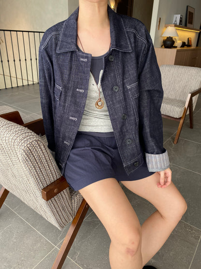 DOUBLE SINGLET TOP IN DARKBLUE/LIGHTBLUE