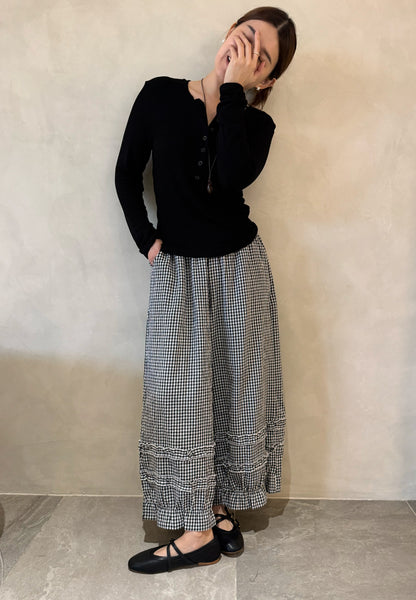 PLAID B&W TROUSERS PANTS