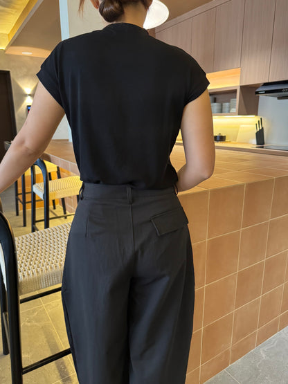 DENNIS BARREL TROUSERS IN BLACK/BROWN