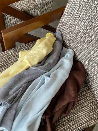 BASIC LONG SLEEVE TOP IN GREY/YELLOW/BLUE/BROWN