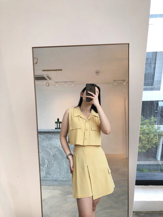 ZOEY YELLOW SET (SINGLET+SKIRT)