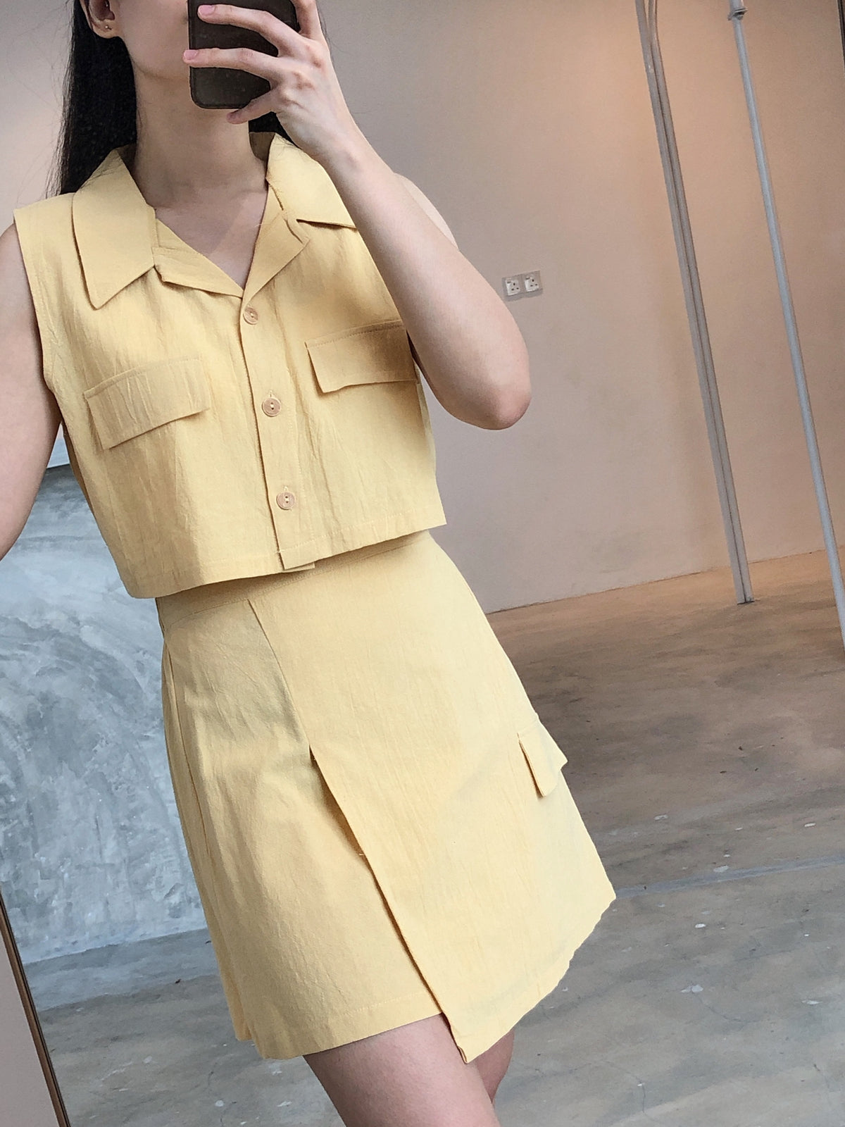 ZOEY YELLOW SET (SINGLET+SKIRT)