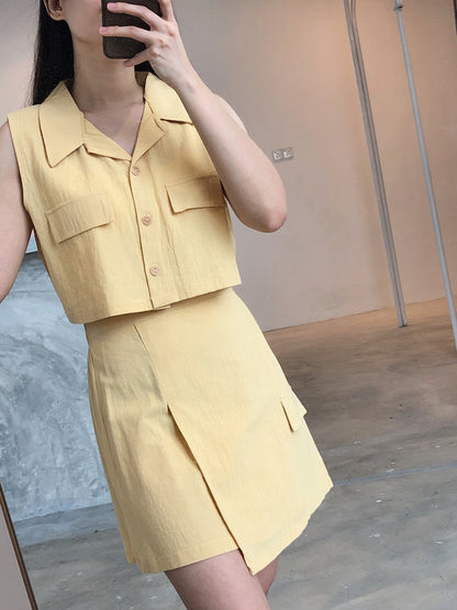ZOEY YELLOW SET (SINGLET+SKIRT)