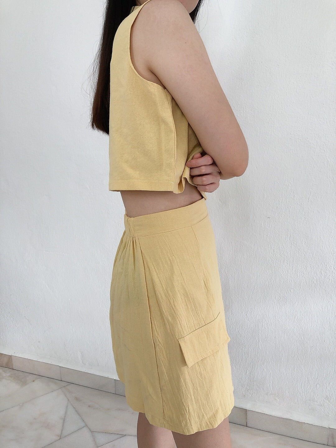ZOEY YELLOW SET (SINGLET+SKIRT)