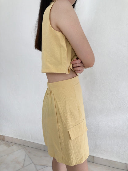 ZOEY YELLOW SET (SINGLET+SKIRT)