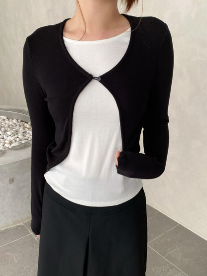 DOBI LONG SLEEVE TOP IN BROWN/BLACK