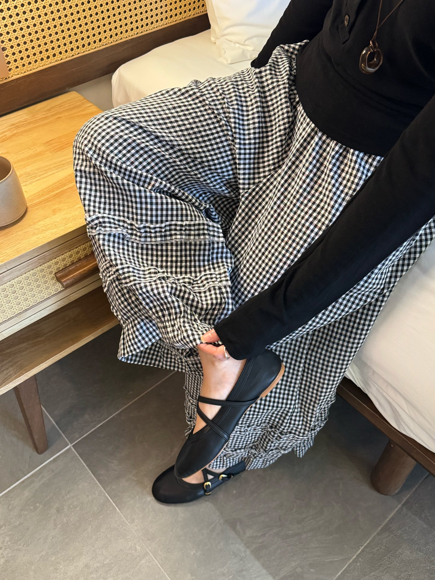 PLAID B&W TROUSERS PANTS