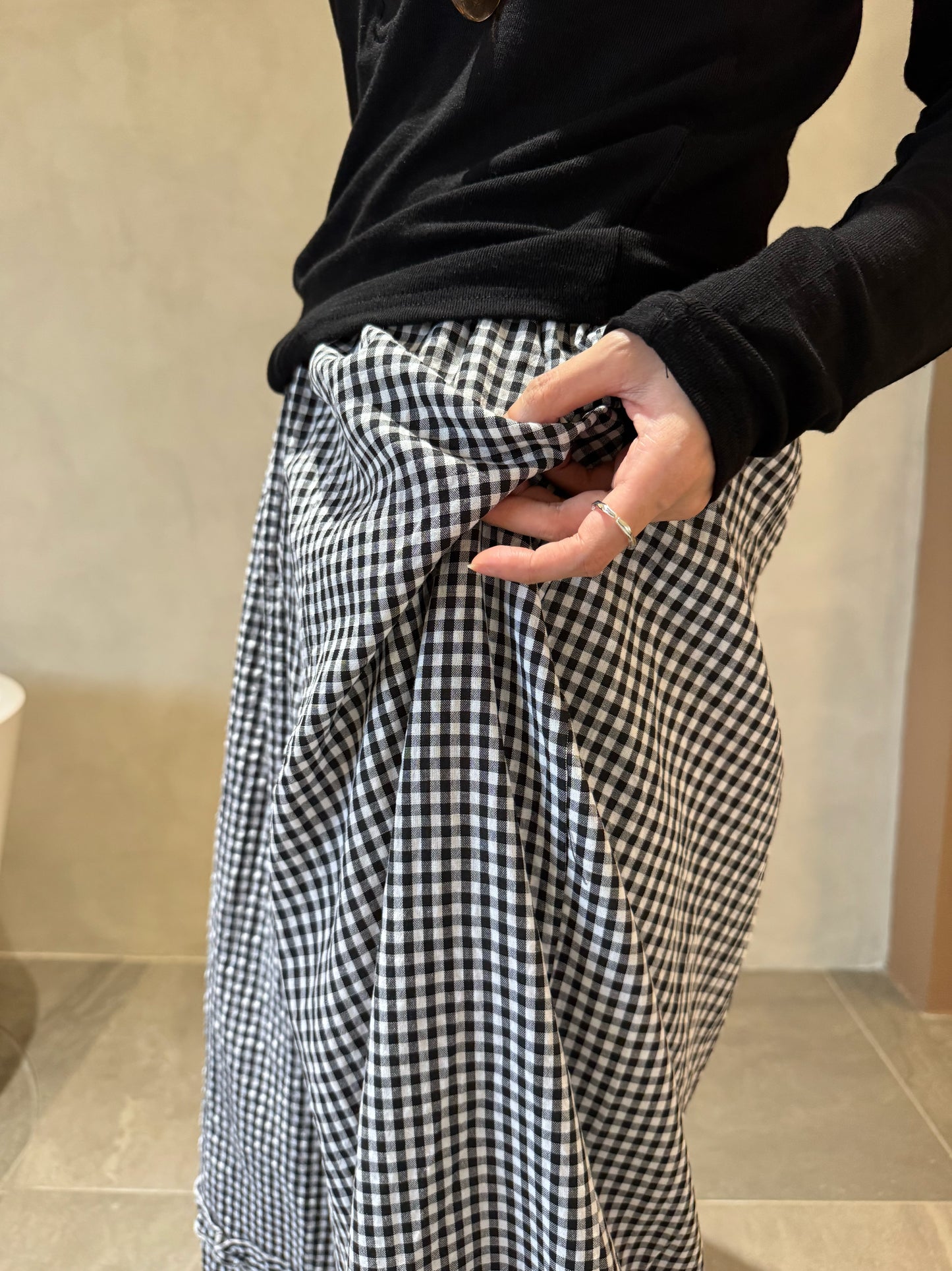 PLAID B&W TROUSERS PANTS