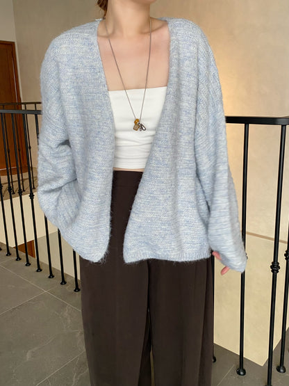 PERANA OUTWEAR KNIT TOP IN GREY/BLUE