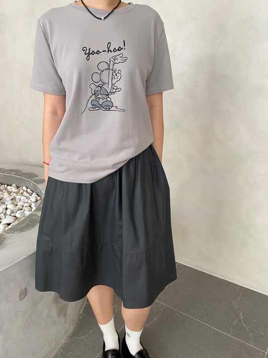 JOJO LEATHER SKIRT IN GREY
