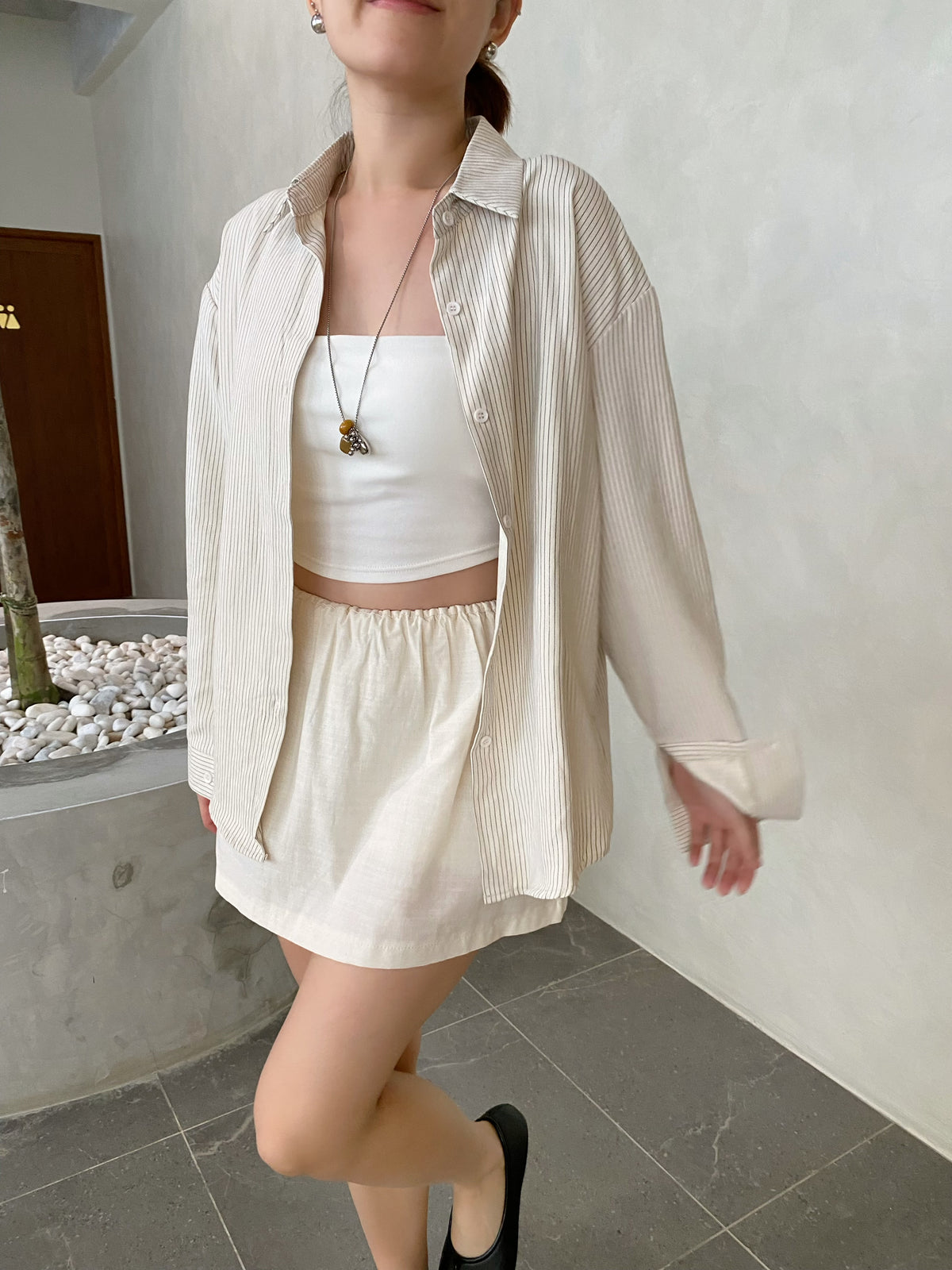 MARE BLOUSE TOP IN CREAM/BLUE