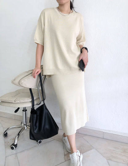 KNIT SET(TOP+SKIRT)