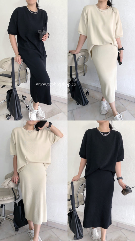 KNIT SET(TOP+SKIRT)