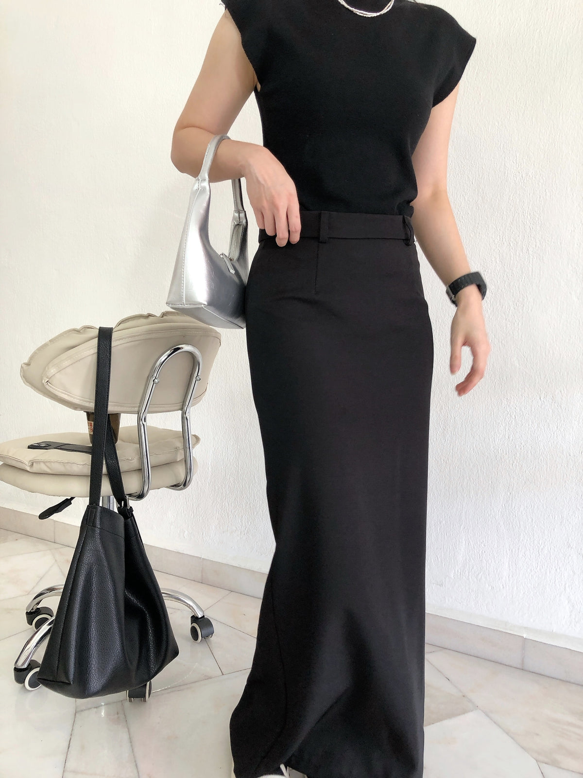 CECE BLACK SKIRT(HIGHWAIST)
