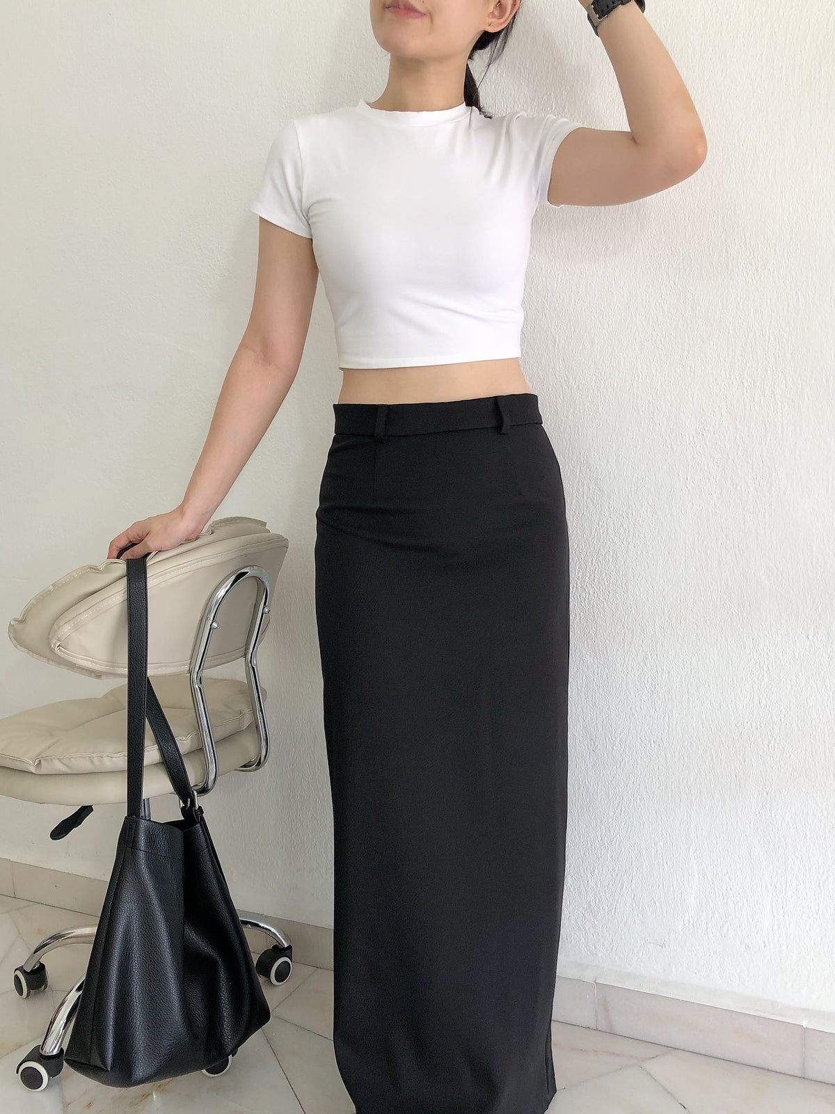 CECE BLACK SKIRT(HIGHWAIST)