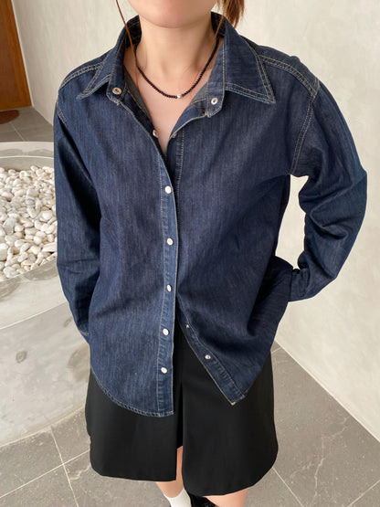DENIM BLOUSE IN DARK BLUE