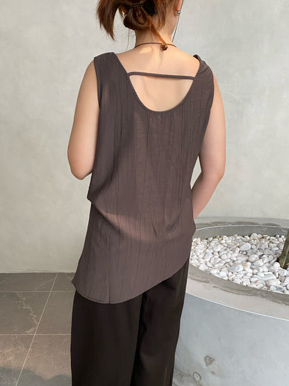 DAISY SINGLET TOP IN GREY/BROWN