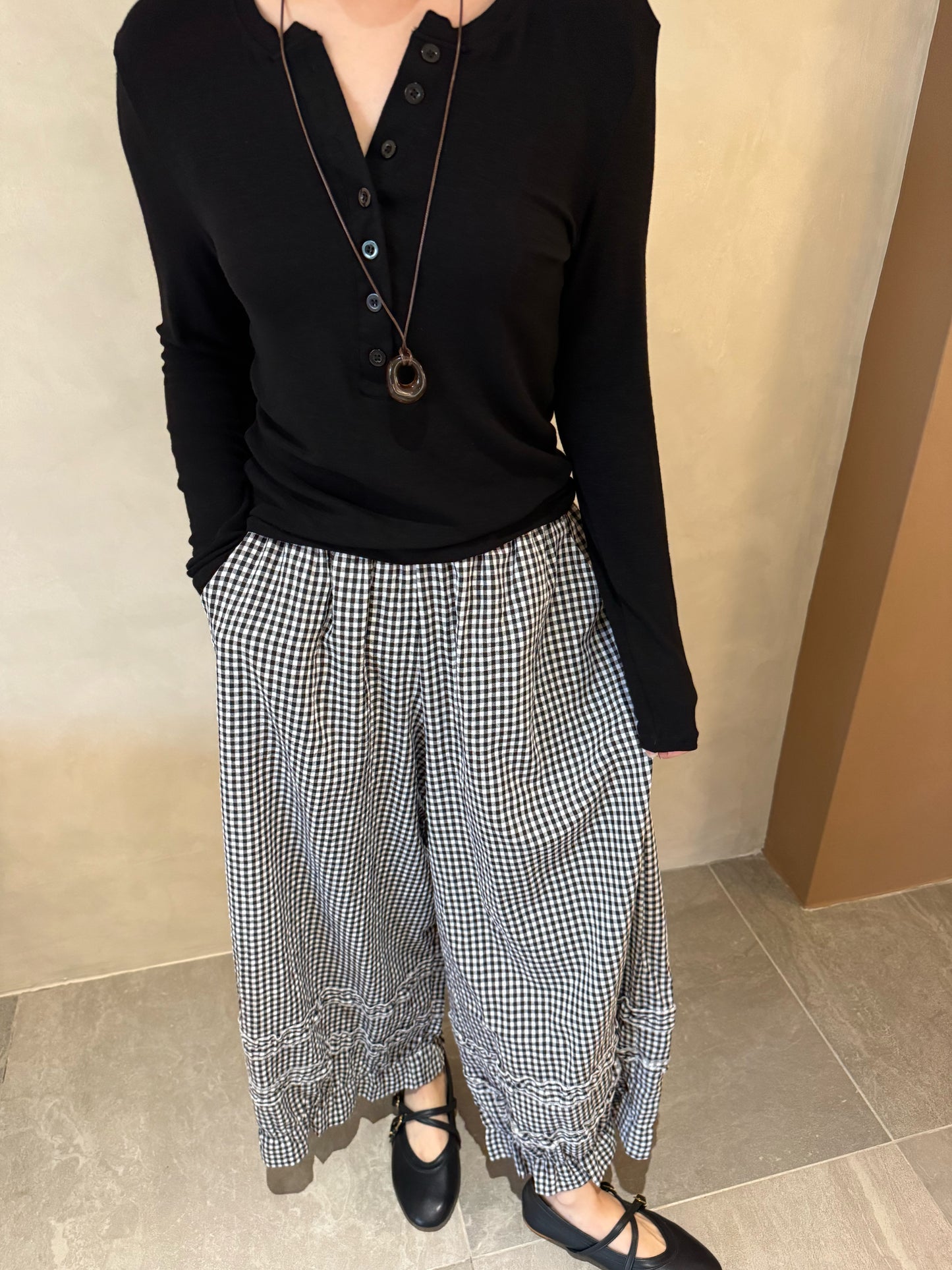 PLAID B&W TROUSERS PANTS