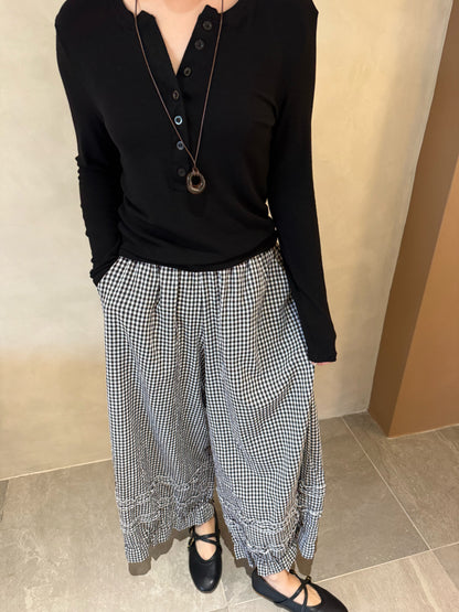 PLAID B&W TROUSERS PANTS