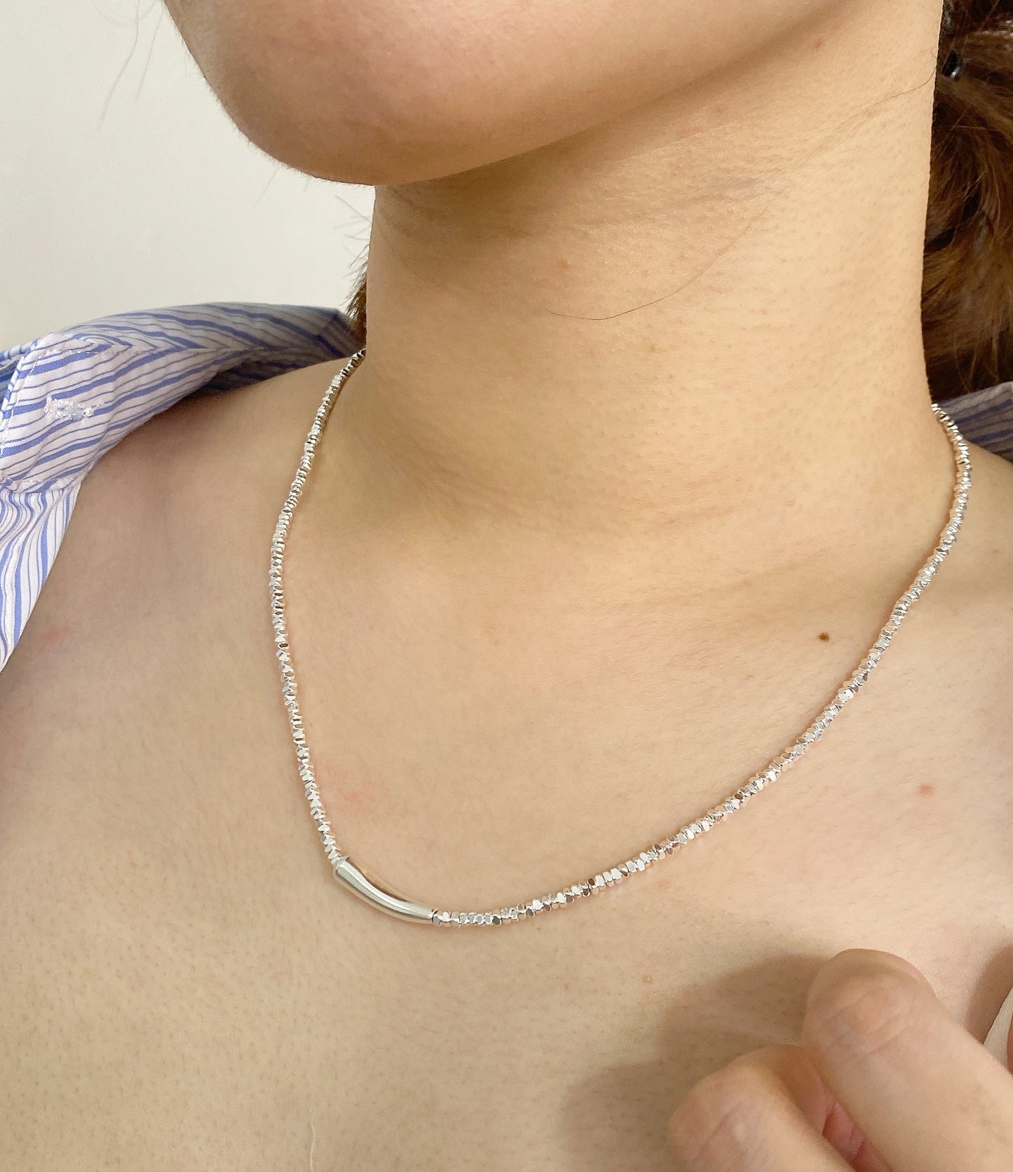 SILVER BEAD NECKLACE