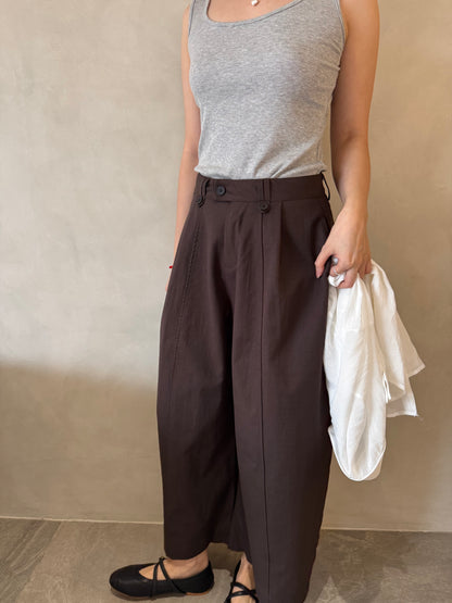 DENNIS BARREL TROUSERS IN BLACK/BROWN