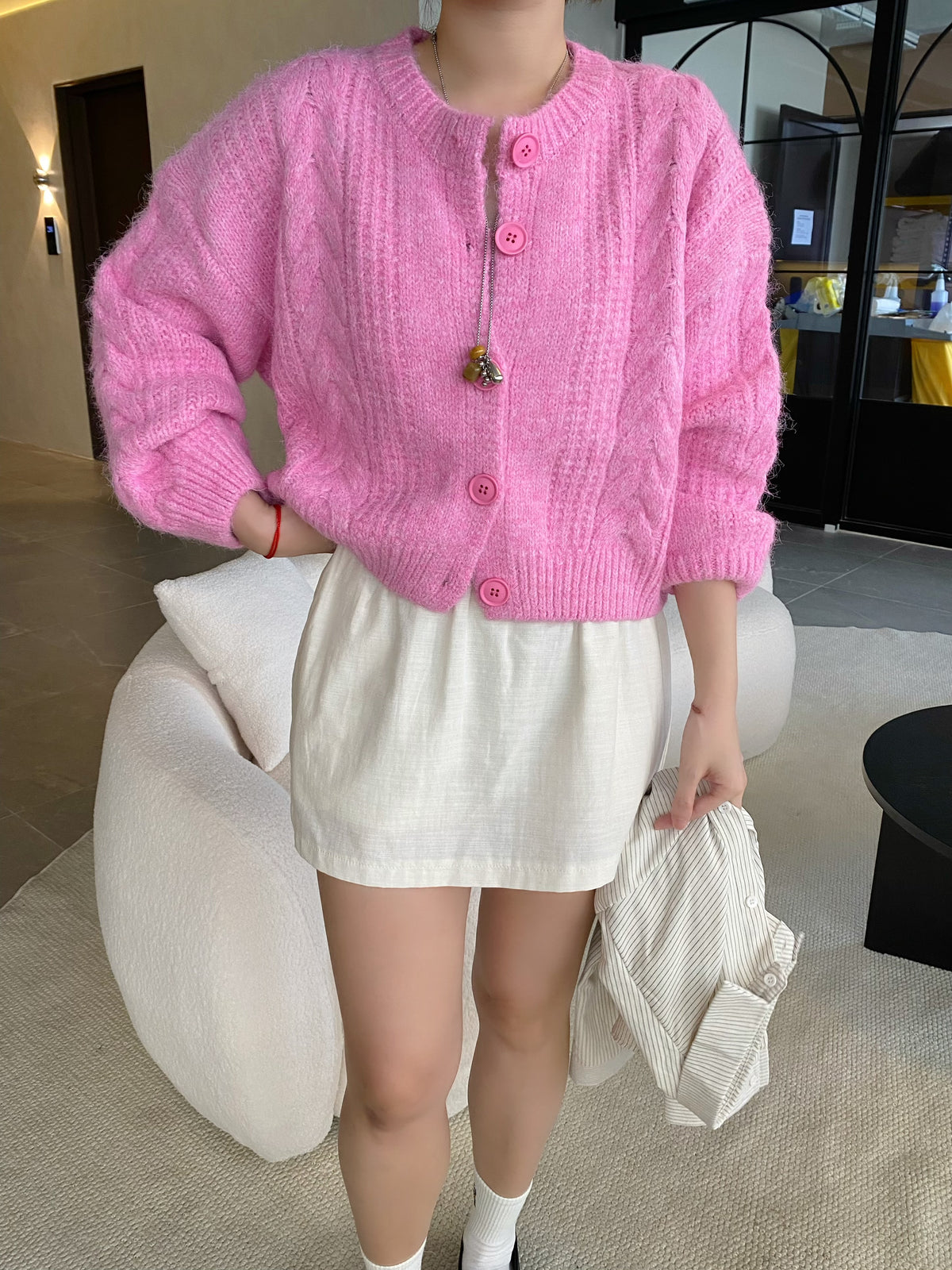 JOJO CARDIGAN TOP IN PINK