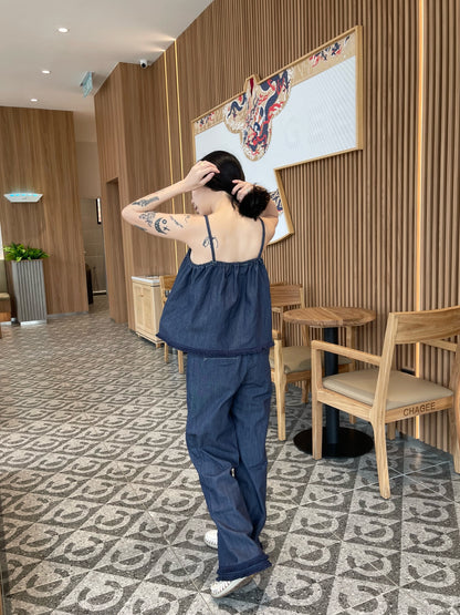 DENIM SET SINGLET + TROUSERS