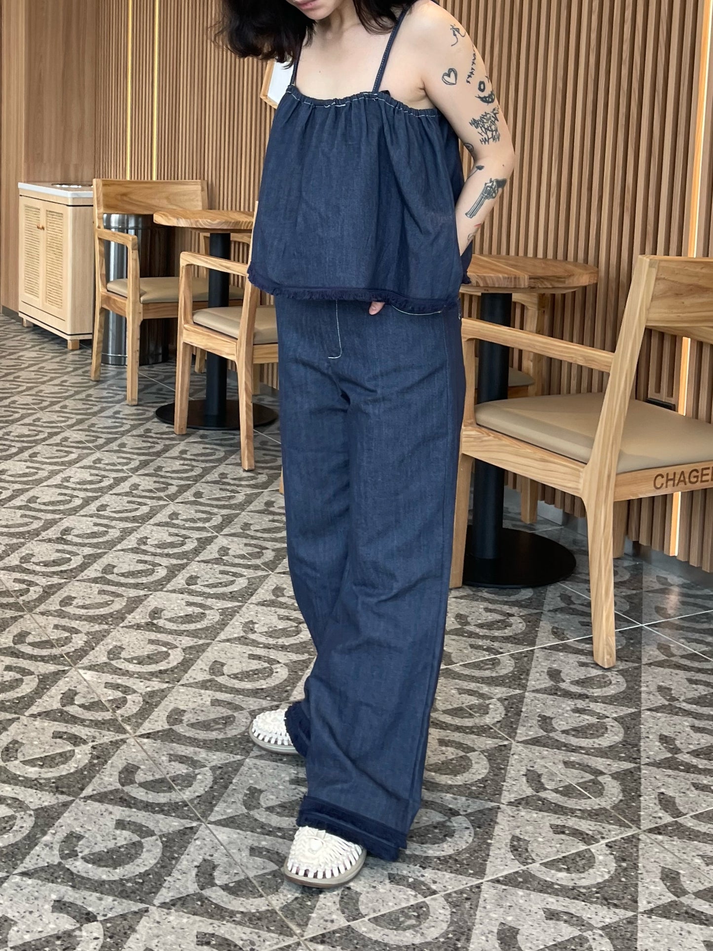 DENIM SET SINGLET + TROUSERS