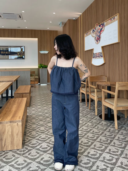 DENIM SET SINGLET + TROUSERS