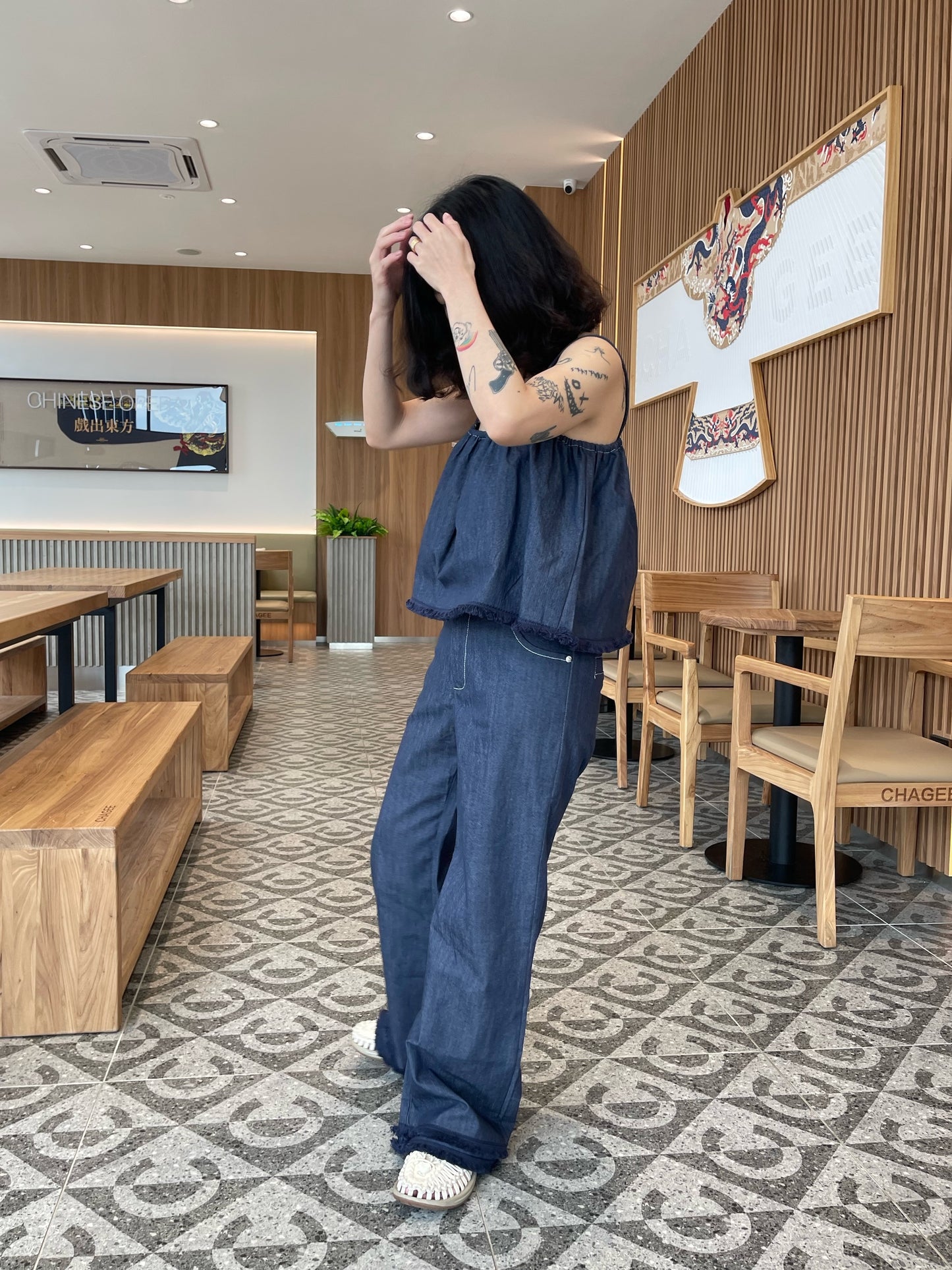 DENIM SET SINGLET + TROUSERS