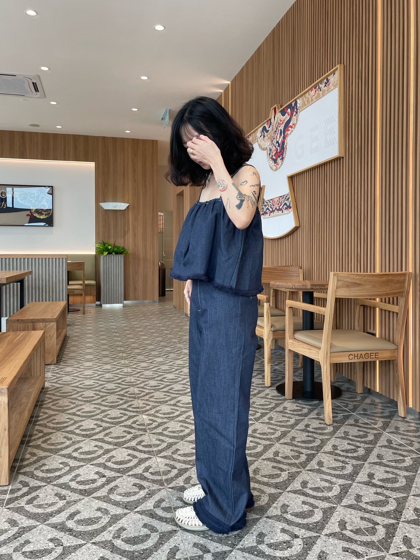 DENIM SET SINGLET + TROUSERS