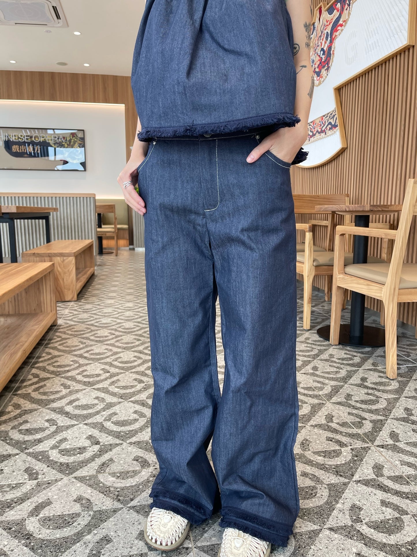 DENIM SET SINGLET + TROUSERS