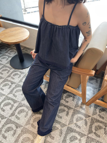DENIM SET SINGLET + TROUSERS