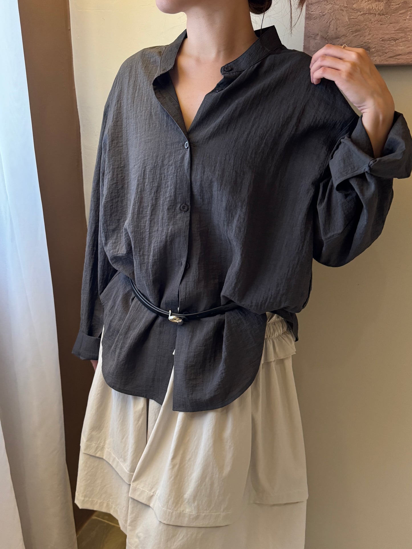 ZABE GREY BLOUSE TOP
