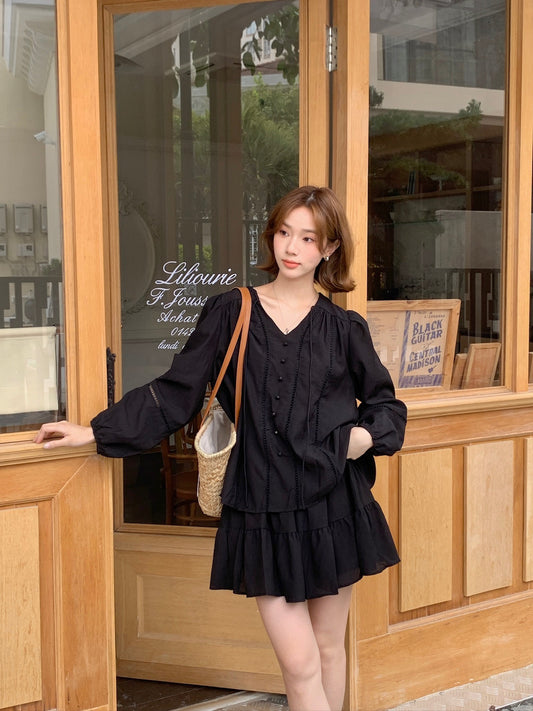 LANA BLOUSE SET IN BLACK
