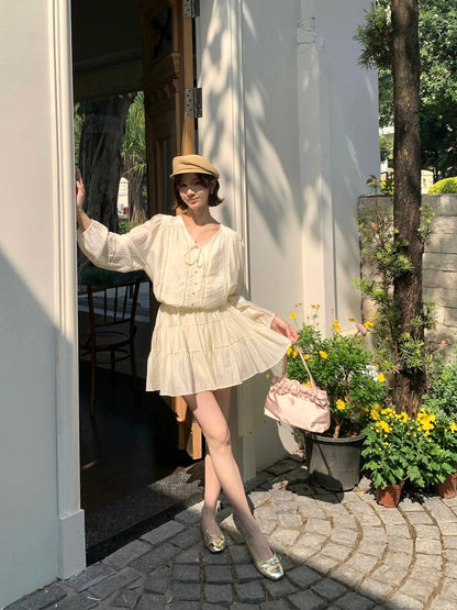 LANA BLOUSE SET IN BEIGE