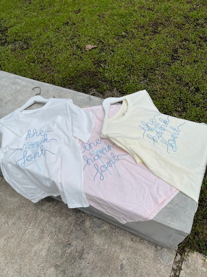THE RIBBON TEE IN PINK/WHITE/YELLOW