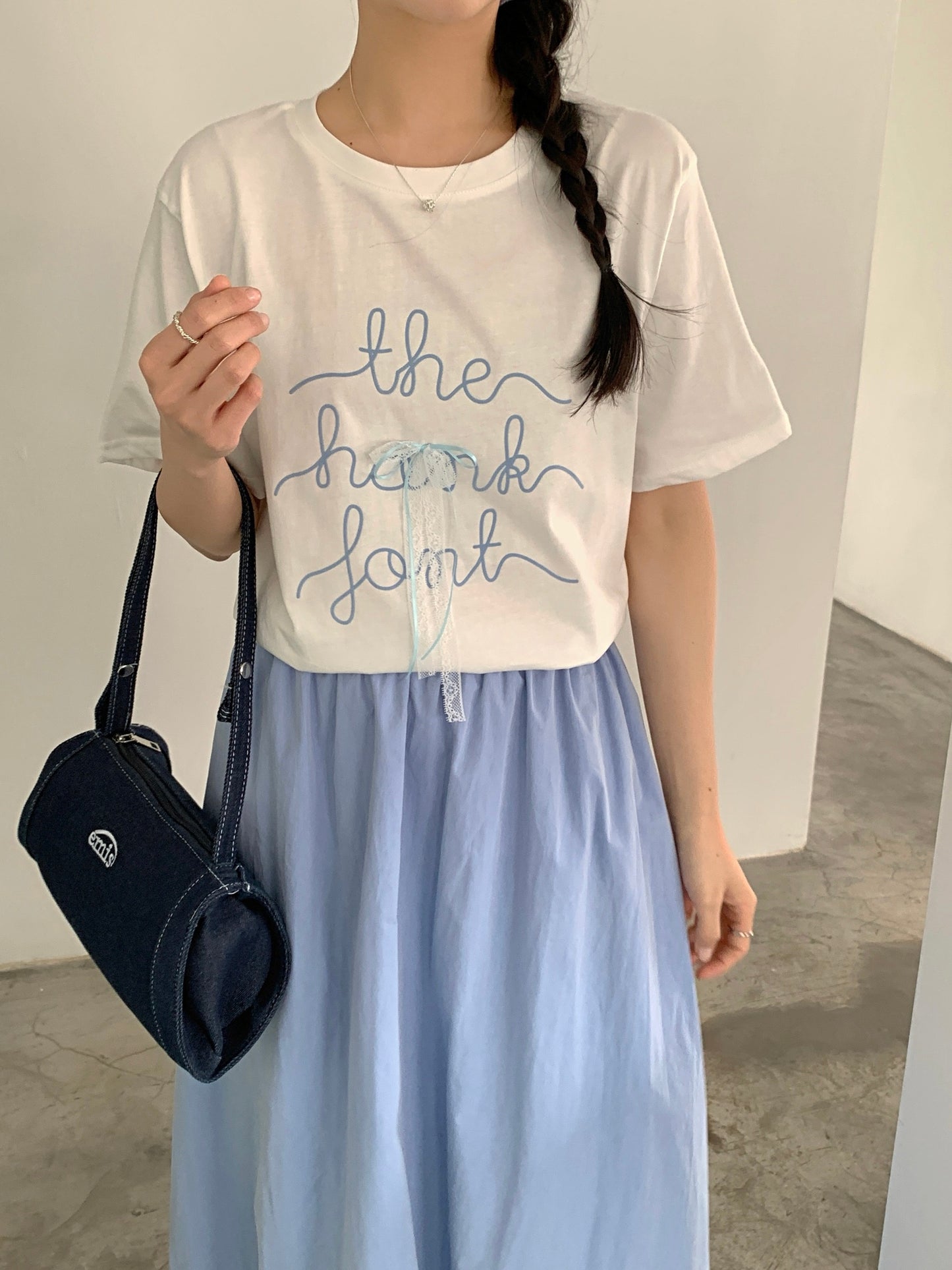 THE RIBBON TEE IN PINK/WHITE/YELLOW