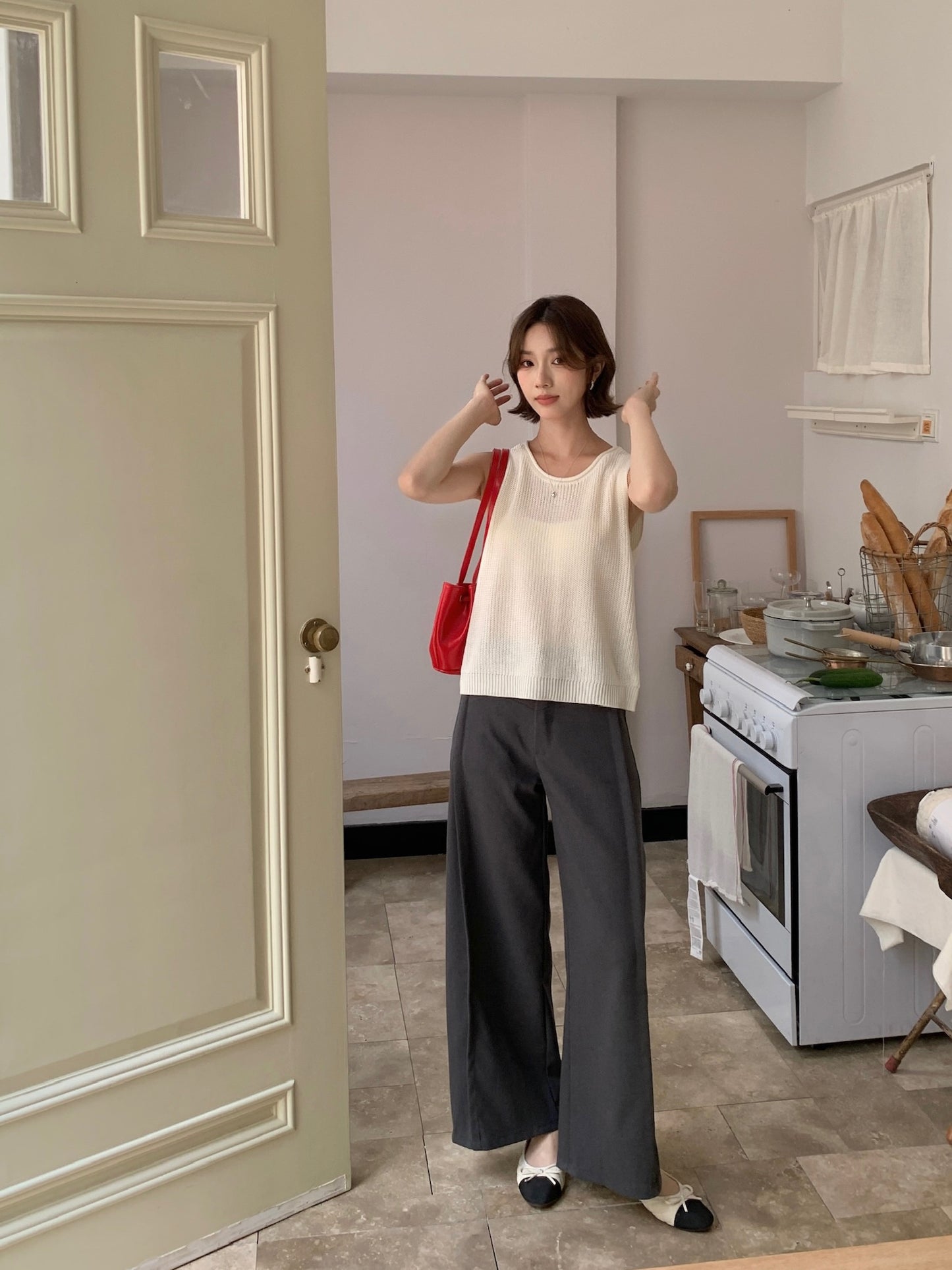 HIGH WAIST TROUSERS IN GREY