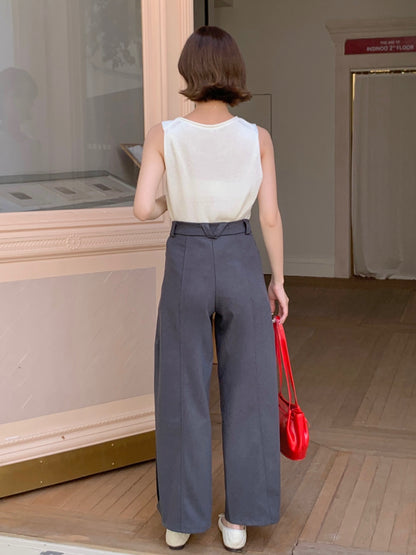 HIGH WAIST TROUSERS IN GREY