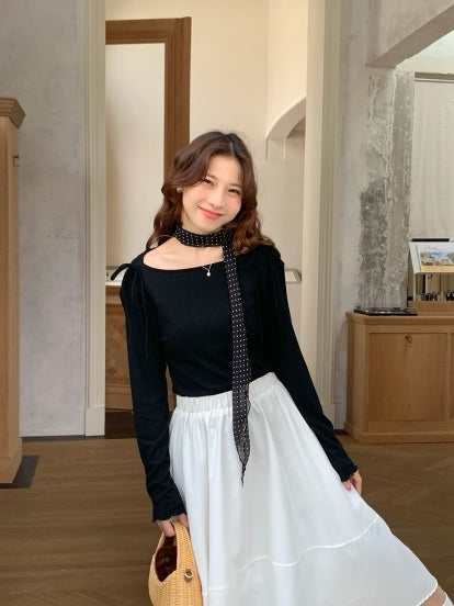 RIBBON KNIT TOP IN BLUE/BLACK/PINK