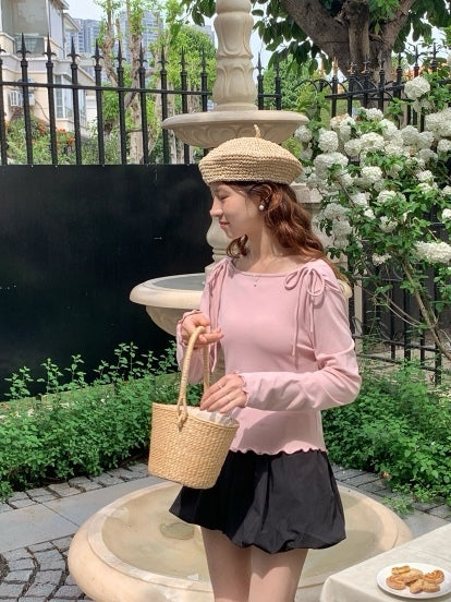 RIBBON KNIT TOP IN BLUE/BLACK/PINK