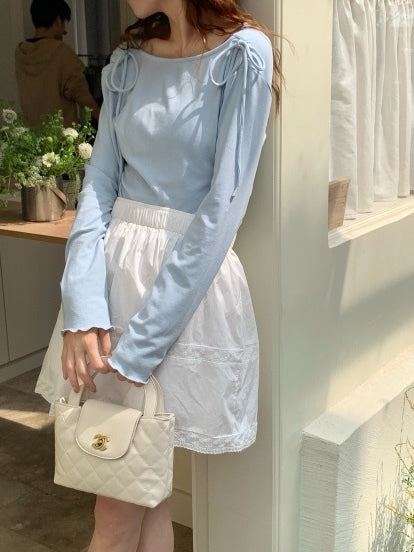 RIBBON KNIT TOP IN BLUE/BLACK/PINK