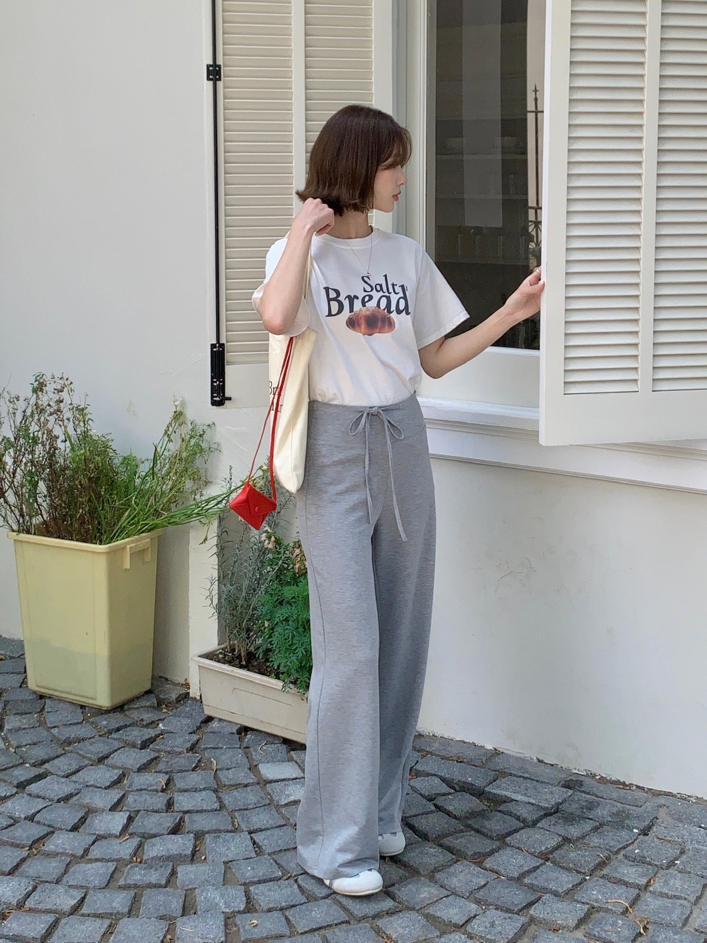SARAH TROUSERS IN WHITE/BLACK/GREY